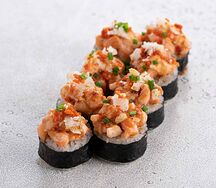 Запеченный ролл с лососем и сыром (8 шт)