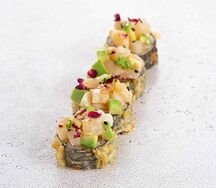 Темпура ролл с крабом и гребешком (4 шт)