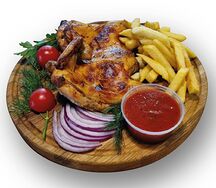 Комбо цыпленок табака со свежими овощами