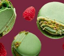 Десерт Macarons Фисташковый с малиной big