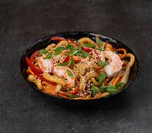 Wok с лососем