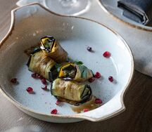 Рулеты из баклажанов с орехами и зеленью