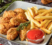 Крылышки хрустящие с фри