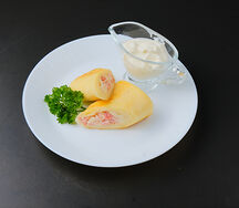 Блин с сыром и ветчиной