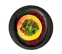 Попкорн из мидий с сырным пюре