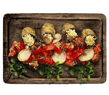 Рулетики из баклажанов с салатом из сладких помидор