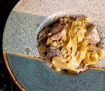Паста с телятиной и белыми грибами