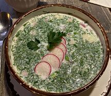 Окрошка с курицей на кефире