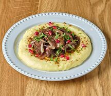 Куриная печень с пюре и кахетинским маслом