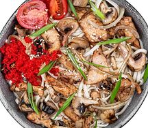 Сливочный Удон с курицей 
