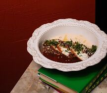 Тартар из говядины с угрем