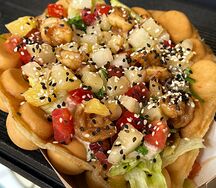 Баблс-вафля с креветкой и ананасом