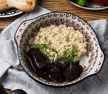 Телячьи щёчки со сливочным булгуром