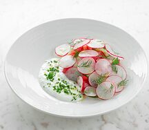 Салат с редисом и соусом дзадзыки