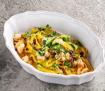 Тальятелле с креветками и цукини