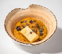 Харчо по-мегрельски с мамалыгой в панировке