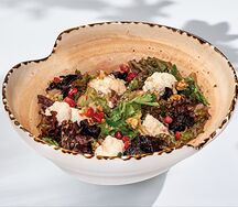 Салат с вяленой свёклой, имеретинским сыром и гранатовым соусом