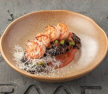 Паста с креветками и цукини