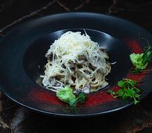 Паста с говядиной и грибами