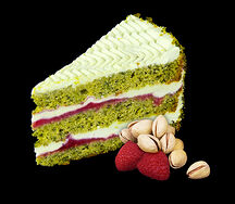 Фисташковое пирожное с малиной