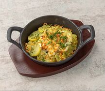 Запеченная треска с грибами и картофелем