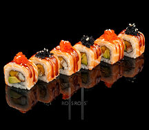 Ролл из лосося, манго и копченого угря