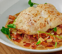 Треска с лисичками и грибным бербланом