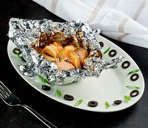 Семга с креветками