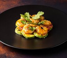 Тигровые креветки гриль с цукини