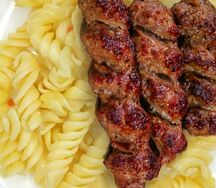 Макароны с люля-кебабом