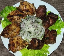 Шашлык Ассорти из свинины и курицы 