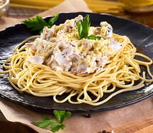 Паста с курицей и грибами