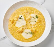 Ризотто с креветкой и тыквенным соусом