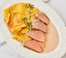 Утиная грудка Магре с паппарделле и мясным соусом