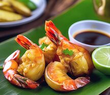 Жареные креветки со сливочным васаби