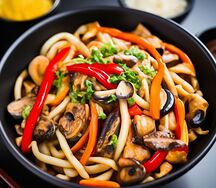 Удон с цыпленком и овощами