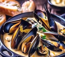 Мидии в сливочно-пряном соусе