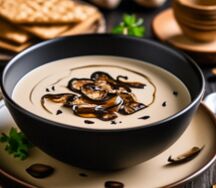 Крем-суп из шампиньонов и жареными белыми грибами