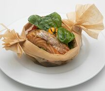 Сёмга гриль с овощами в ароматной заправке