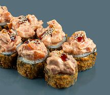 Жареный тар тар с лососем