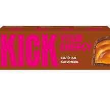 Батончик Kick Your Energy с солёной карамелью в карамельном шоколаде