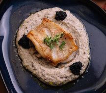 Окунь с картофельно- грибным Пармантье 