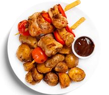 Шашлык из cвинoй шейки с картофелем по-деревенски