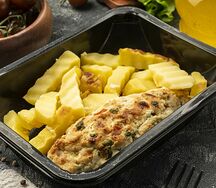 Люля кебаб из курицы, печёный картофель