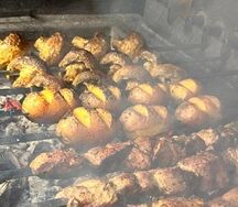 Картошка беби с салом на мангале
