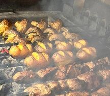 Картошка беби с салом на мангале