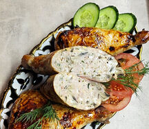 Курица, фаршированная грибами