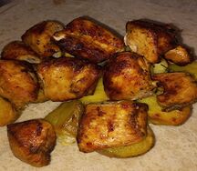 Шашлык из куриной грудки с гарниром