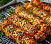 Шашлык из филе бедра с кожей куриный 
