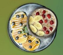 Завтрак Овсяная каша с панкеками